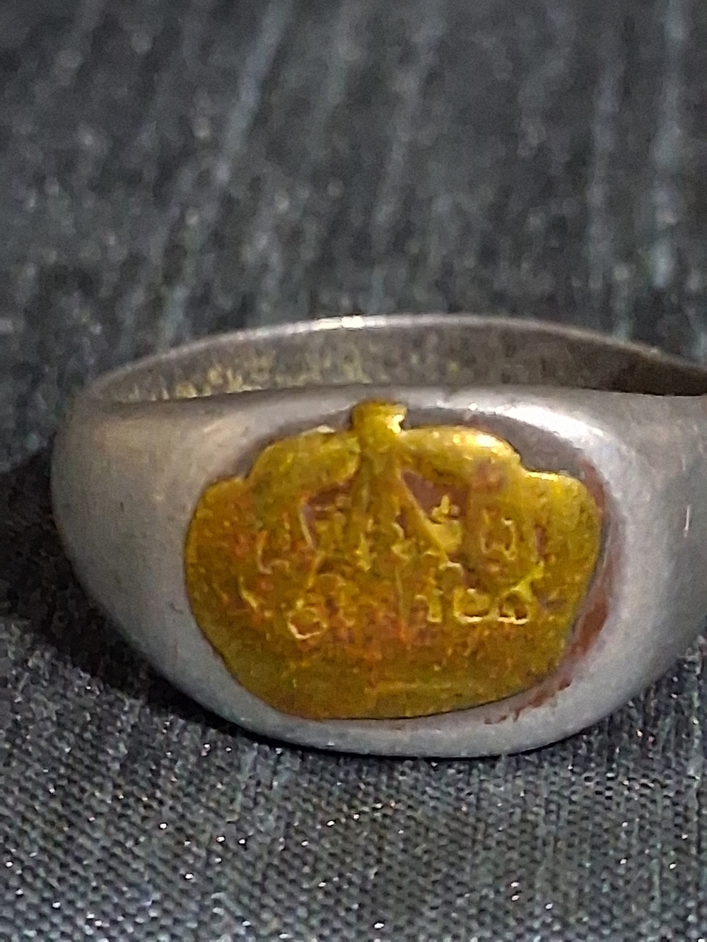 WWI German Imperial Crown Trench Art Ring Antique Patriotic Feldzug Campaign 10
